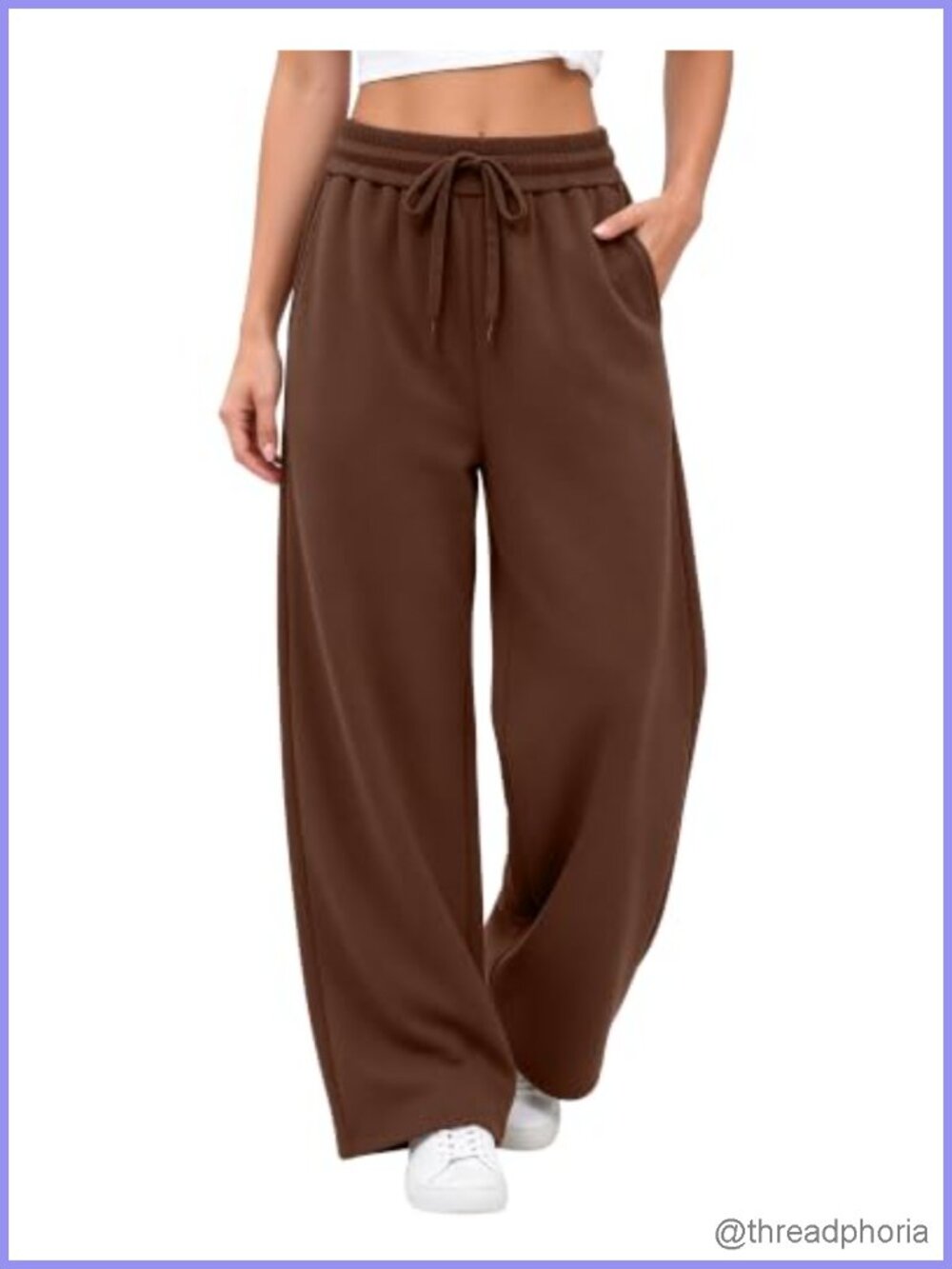 Wide Leg Fleece Lined High Waisted Sweatpants Women Drawstring Lounge Pants
